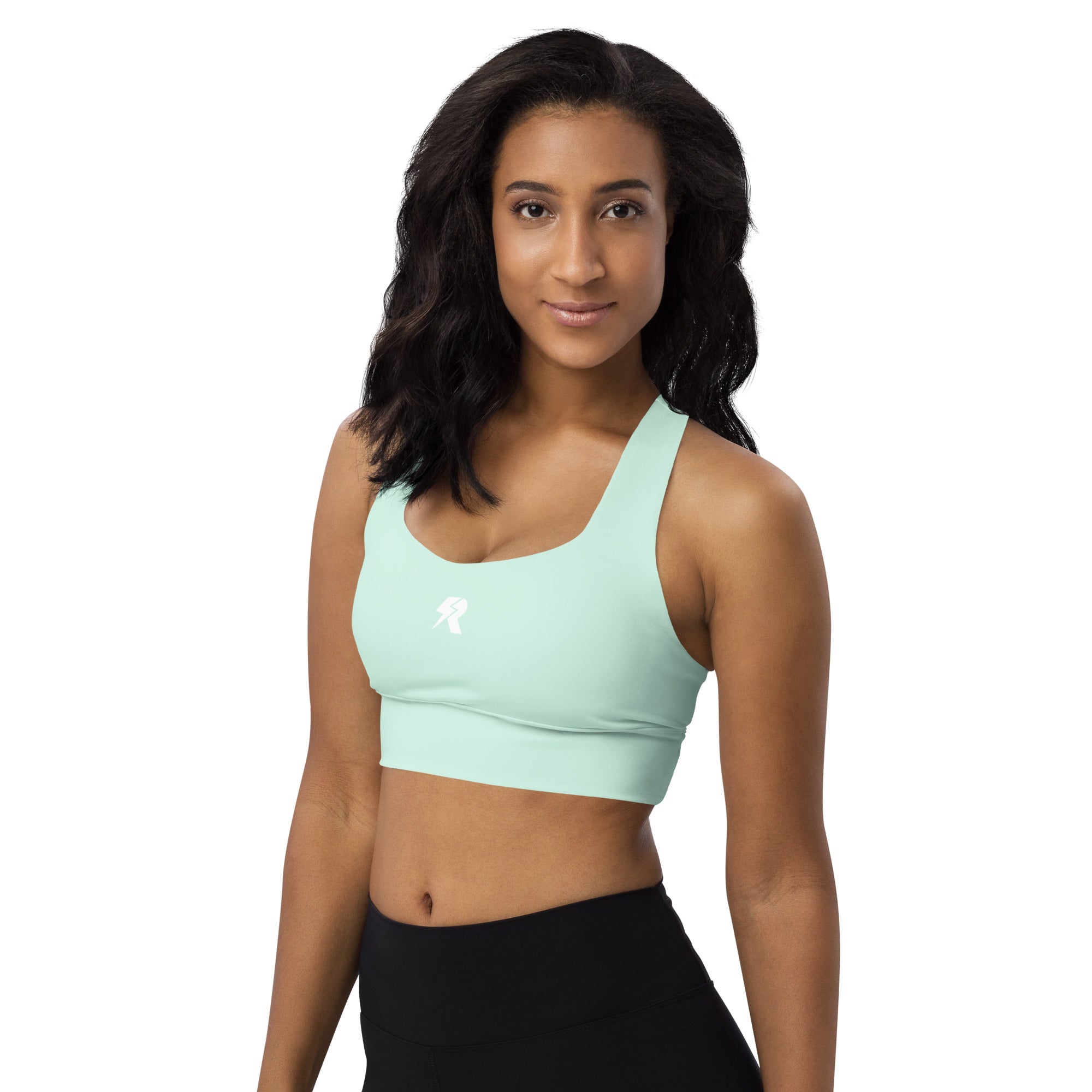 SHE REBEL - Peppermint Green Longline Sports Bra